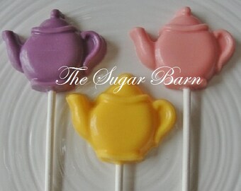 CHOCOLATE TEAPOT Lollipops*12 Count*Tea Party*Alice in Wonderland*Garden Party*Birthday Party Favor*Tea Time*Edible Party Favors