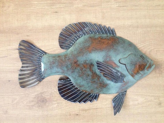 Bluegille Sunfish 20in metal fish Art wall sculpture Cottage Lake Cabin