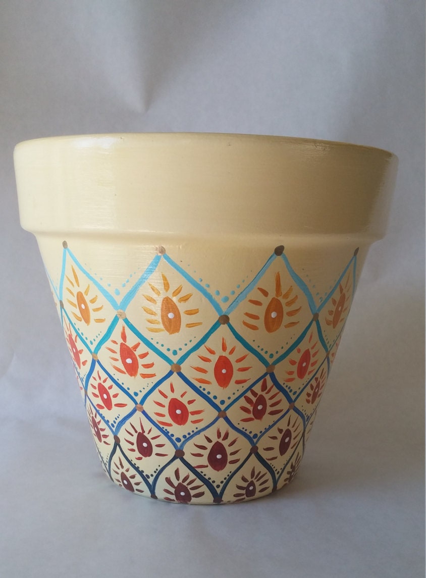 Hand painted pot painted Ombre pot painted planter Ombre