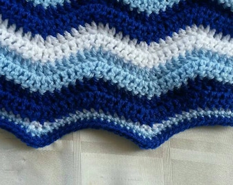 Hand crochet 3 shade ripple baby blanket