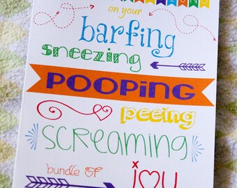 Funny Baby Card, Congrats on Your Bundle of Joy, Humorous Baby Card, baby shower card, welcome baby blank inside
