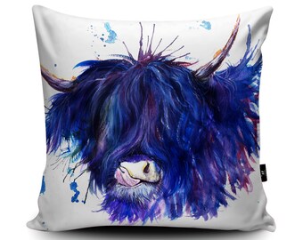 Highland Cow Handmade Vegan Cushion by Katherine Williams | Buffalo Cushion | Scottish Cow Pillow | Cow Home Decor | Multiple Sizes