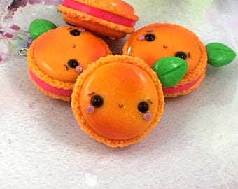 Peach Macaron Charms, Polymer Clay Jewelry, Polymer Clay Charm, Planner Charm, Planner Accessory, Peach Charm, Peaches, Macarons, Kawaii