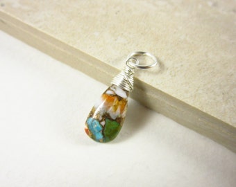 Multi Color Spiny Oyster Turquoise Jewelry - Something Blue Turquoise Pendant - Copper Jewelry - Sterling Silver Pendant - 14k Gold Pendant