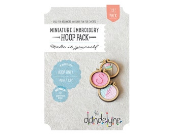 3 PACK of 40mm miniature embroidery hoop frames - PACK OF 3 - 1.6"hoop frame sets - embroidery - cross-stitch - Dandelyne design