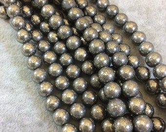 Pyrite Round Bead Strand, 8mm, approx. 49 beads per strand