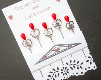 Heart Quilting Pins - Sewing Gift - Pincushion Pins - Gift for Quilter - Sewing Accessory - Quilting Buddy - Fancy Decorative Sewing Pins