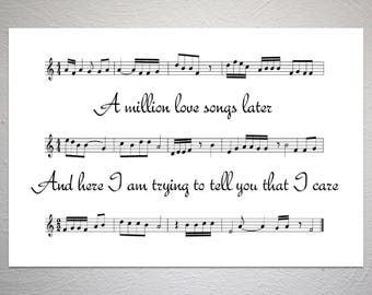 Take That - A Million Love Songs - Song Sheet Poster - Unique Art