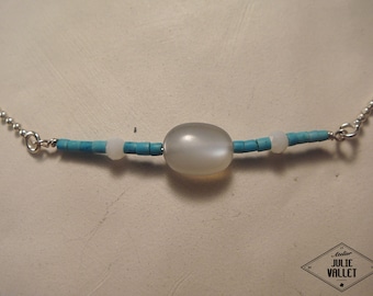 Moonstone gemstone and turquoise necklace