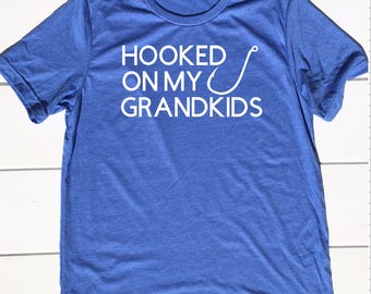 FATHER'S DAY GIFT, Hooked on My Grandkids Shirt, Fishing T Shirt, Fishing Mens Tee shirt, new grandparent, Grandpa Gift Idea, Papa shirt