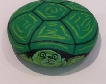 Turtle stone painted hand made 3D