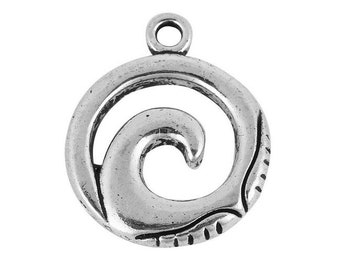 8 charms of an antique silver wave