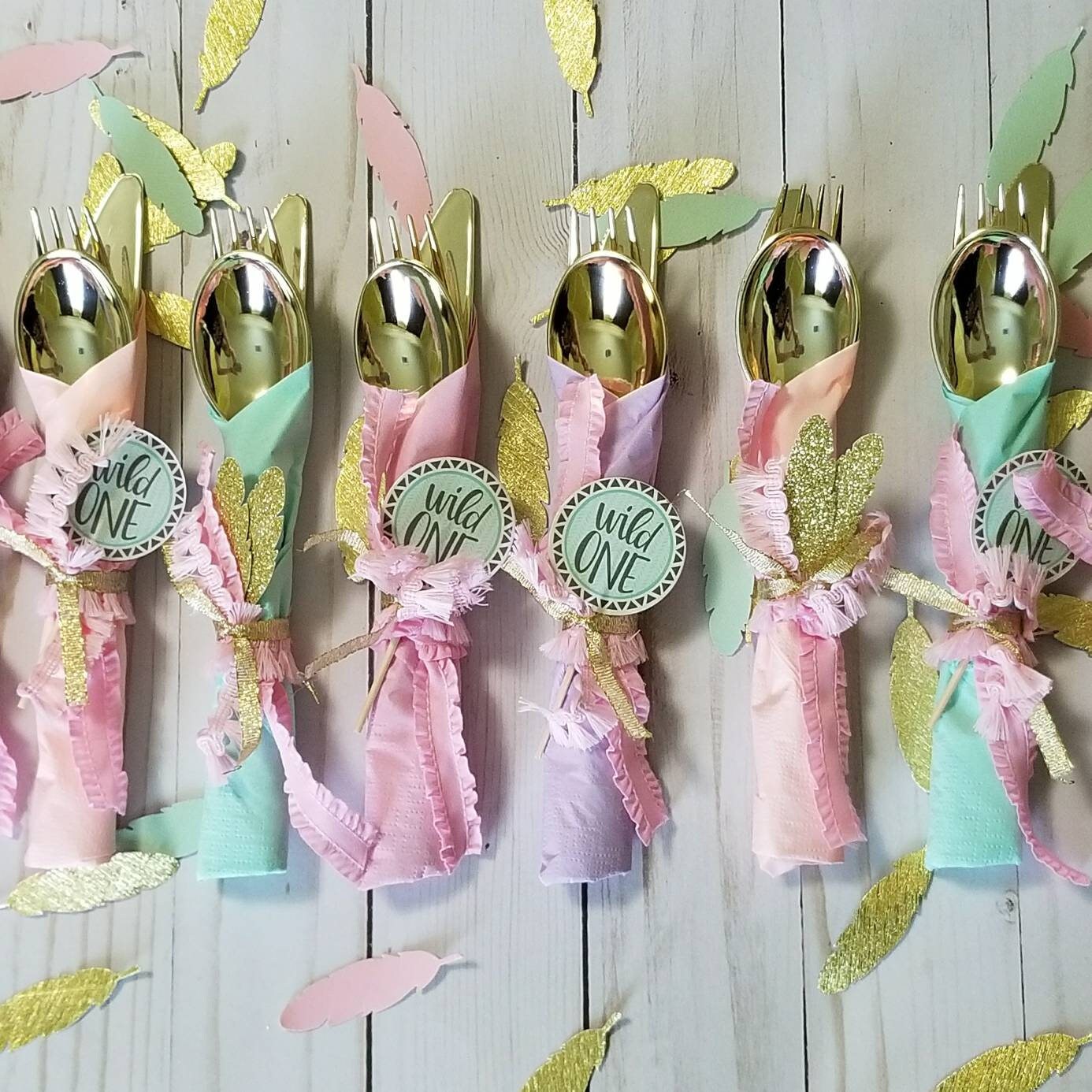 Wild One Birthday Party Flatware Wild One Banner Pink Peach