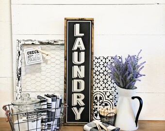 Laundry Sign, Laundry Room Sign, Laundry Sign Vertical, Vintage Laundry Sign, Farmhouse Laundry Sign, Wood Laundry Sign, Farmhouse Decor