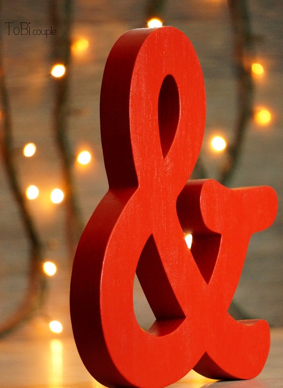 Ampersand wood letter free standing wooden letter shelf