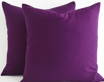SALE ! - Purple Cotton Pillow Cover Solid Purple Pillow Throw Pillow Modern Purple Pillow Minimalist Decor Sofa Couch Pillows