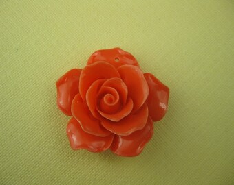 Vintage Coral Lucite Rose Pendant