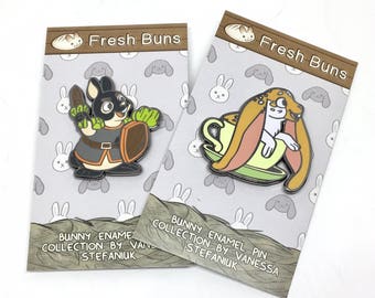 Fresh Buns Bunny Enamel Pin - House Rabbit - Soft Enamel Pin - Bunny lapel pin - Bunnies gift