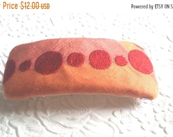 CLEARANCE - Orange barrette, embroidered barrette, dot barrette, fabric barrette, hair accessory, fashion accessory