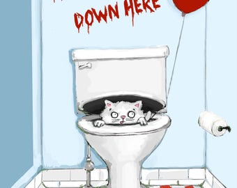 We All Float Down Here 8" x 10" Cat Print