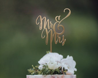 Wedding Cake Topper Mr and Mrs Rose Gold Rustic Wedding Cake Decorations for Wedding Personalized or Monogram Topper for Wedding