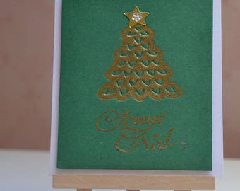 Merry Christmas gold Christmas tree card