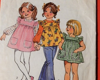 Simplicity 5479 Little girls smock dress or top and blouse pattern Size 4