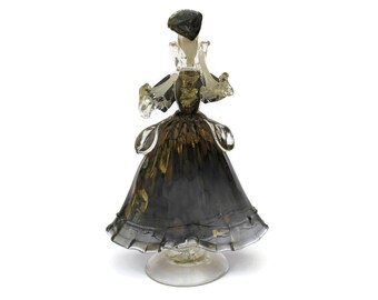 Mid Century Murano Glass Sculpture Lady Figurine. Blown Glass Dancing Figure.