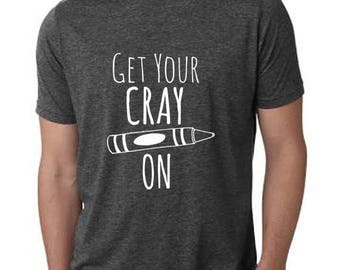 Get Your Crayon Men's T-Shirt, Men's Graphic T-Shirt, Shirts with Sayings, Charcoal Gray