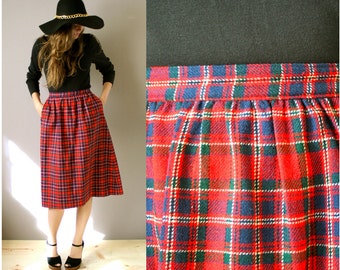Vintage 1970s Pendleton Wool Plaid Skirt