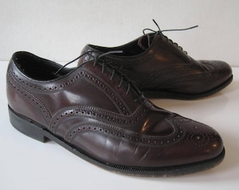 Vintage FLORSHEIM IMPERIAL Shoes Sz 10 Mens Oxfords Leather Wingtip Formal Burgundy XX959