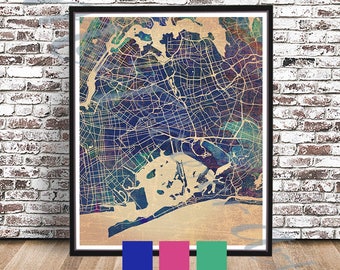 vintage queens street map nyc streetmap queens map ny street art big