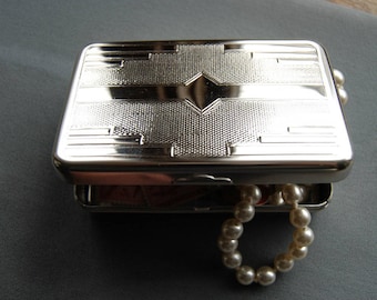 Vintage German Silver Box, Tobacco Tin, Stash Box, Handy Pocket Container, Brand-new Made in Germany by Hansaware G40