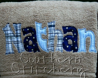 Applique Name Towel Personalized Bath Towel Boys or Girls