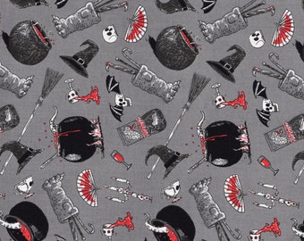 Halloween Fabric By The Yard, Oddities Potions and Brews by Andrew Pinder For Elizabeth Studios