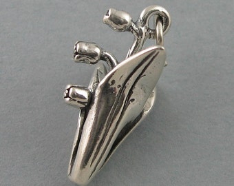 Sterling Silver 925 Charm Pendant 3D LILY Of The VALLEY Flower Garden 1087