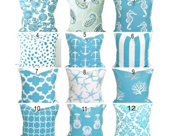 Beach Decor PIllow, Nautical Pillow Covers, Blue Throw Pillow, Blue Pillow Cover.Starfish Pillow, All Sizes, Euro Sham, Blue Cushion Cover