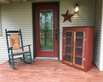 Rustic Farmhouse Primitive Jelly Cabinet- Pie Safe customizable!