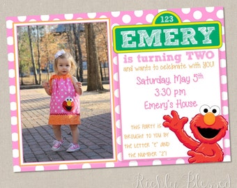 Elmo Inspired Invitation, Elmo Birthday Party, Red Pink Orange, Sesame Street Elmo Birthday, Printable DIY Elmo Invitation, Girly Elmo Party