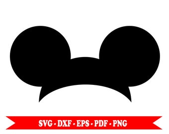 Mickey ears mouse svg silhouette head clip art in digital format svg, eps, dxf, png, pdf. For Silhouette Cameo, Cricut, vinyl, embroidery