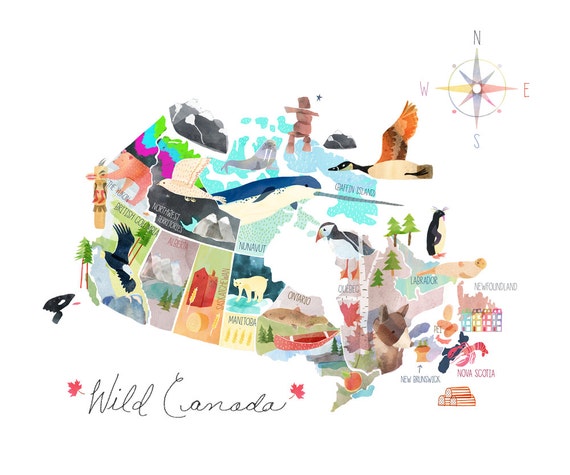 map of canada illustrated canada map large standard 16 x 20 or