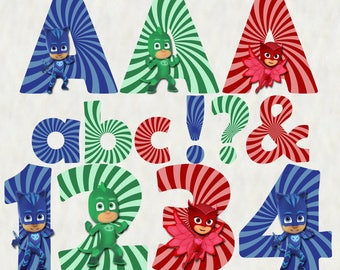 pj masks font etsy