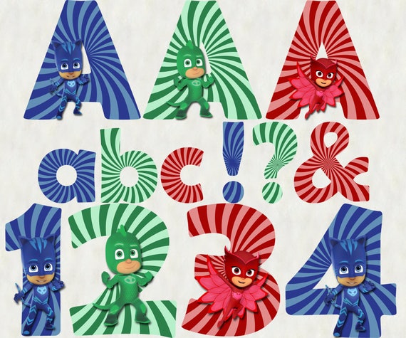 pj masks alphabet instant download digital letters and