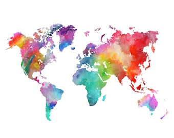 30 off sale world map printable watercolor world map wall art printable world