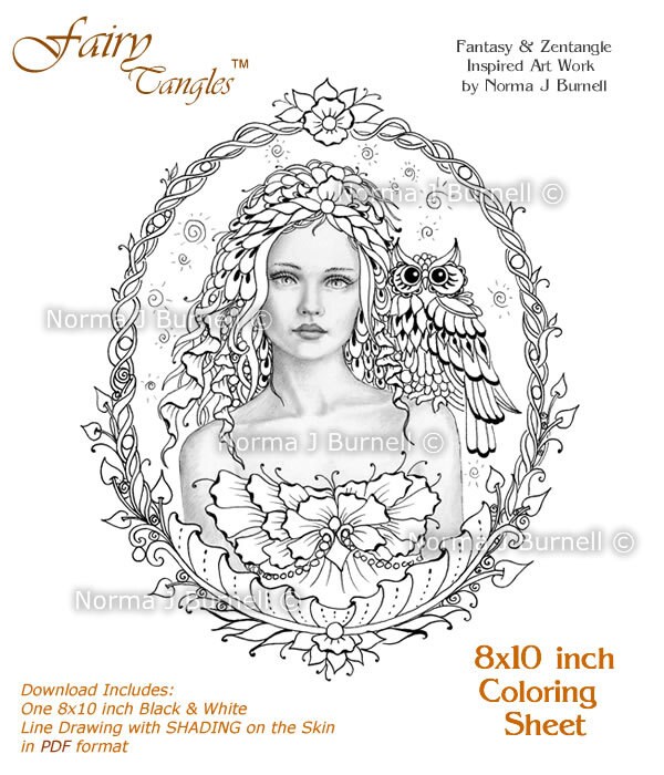 through the glass fairy tangles grayscale digital printable coloring pages fairy owl by norma j - Adult Fairy Coloring Pages through the glass fairy tangles grayscale digital printable coloring pages fairy owl by norma j - Adult Fairy Coloring Pages