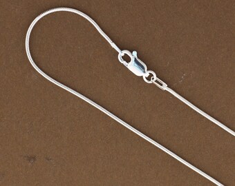 Snake Chain, 1mm Snake Chain, Sterling Silver Chain, .925 , All Lengths, 16",18",20",22",24",30", SNK025, Made in Italy. Round Polished.