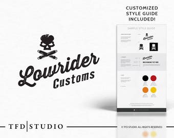 Garage or Shop Premade Logo - Brand Guide Included - Auto - Motorcycle - Skull