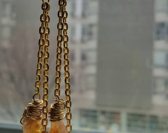 Wire wrapped Amethyst and Citrine Earrings