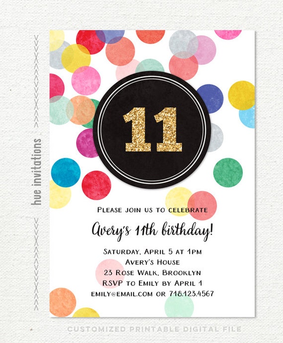 11th birthday party invitations for girls gold glitter 11th birthday invitation wording