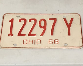 Vintage 1968 Ohio License Plate